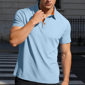 26 Camisas de Verano para Hombre, Estilo Europeo y Americano, de Manga Corta, con Cuello, Bloques de Color y Botones, para Comercio Electrónico Transfronterizo - Product Image 1