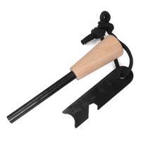 Briquet avec manche en bois de silex, pour Camping de survie en plein air, allume-cigare scintillant