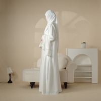 Modeste luxe crêpe Satin manches à volants Abaya ensemble 5 pièces antistatique doux confortable vêtements ethniques femmes musulmanes grande taille