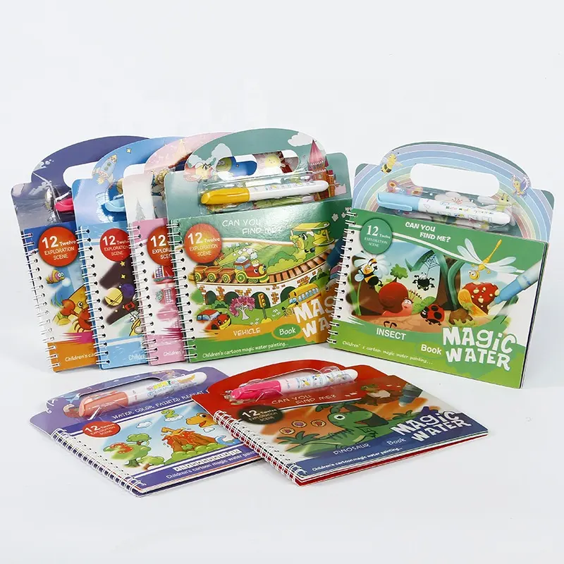 חם הנמכר Mskwee לשימוש חוזר לילדים Cartoon מים שרבוט ספר עם עט לילדים קסם מים שרבוט ספר ציור ציור ספר