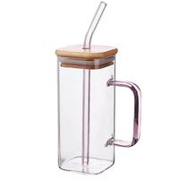 Tasse à thé carrée en verre borosilicate haute résistance, réutilisable, alimentaire, avec poignée, style chinois, design minimaliste, logo personnalisé