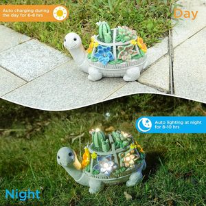 Lampe <span class=keywords><strong>solaire</strong></span> décorative d'extérieur en résine en forme de tortue pour succulentes, étanche IP55, pour cour et jardin - Product Image 4