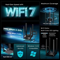 Adaptador de Red WiFi 7 USB 3.0 Original Wavlink WL-WN695BE2 BE6500 Tri-Banda con Cuatro Antenas de Alta Ganancia
