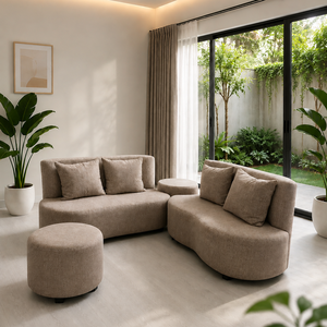 Sofá Esquinero en Forma de L Sudut Tulip para Sala de Estar, Muebles de Sofá con Tapicería Personalizada - Product Image 1