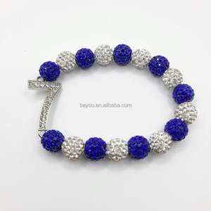 Zeta Phi Beta ZOB Königsblau Strass Perlen Linie Nummer 1 2 3 4 5 6 7 8 9 Sorority Armband Bling Glitter ZPB Armbänder - Product Image 3
