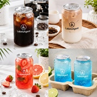 Boîtes en plastique PET de 250 ml et 350 ml avec logo personnalisé, motif et languette d'ouverture facile, boîtes transparentes pour soda