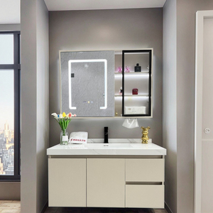 Hiện đại sang trọng đầy đủ phòng tắm Vanity Combo Chất lượng cao không thấm nước ván ép treo tường lưu trữ tủ Led Gương gốm lưu vực - Product Image 6