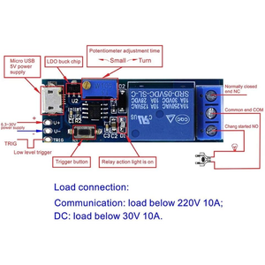 โมดูลรีเลย์หน่วงเวลา DC 5V-30V, สวิตช์ทริกเกอร์แบบปรับได้พร้อมพลังงานจากไมโครยูเอสบี, บอร์ดควบคุมแรงดันไฟฟ้ากว้าง - Product Image 5