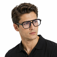 Nouvelles lunettes anti-lumière bleue à double pont de style pilote pour hommes et femmes, monture complète, best-seller transfrontalier