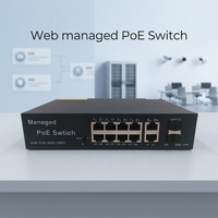 Switch PoE Géré par Web 8 Ports Gigabit Direct Usine 48V 10/100/1000 Mbps 2 Uplink + 2 SFP 250 Mètres pour Caméras CCTV