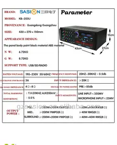 Mixer Karaoke DJ BT 1000 Watt, Mixer Audio 2.0 Disesuaikan dengan Amplifier Daya Profesional USB/SD/FM/BT
