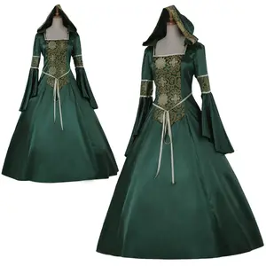 Thời Trung Cổ Phục Hưng Cosplay Cổ Điển Gothic Băng Phụ Nữ Ăn Mặc Bùng Tay Áo Chiều Dài Sàn Goth Ma Cà Rồng Phù Thủy Dresses Cộng Với Kích Thước
