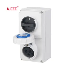 AJCEE 32A 3pin 250v IP67 electric supply interlocked switch socket with CE