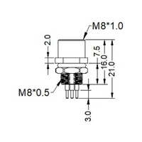 Connecteur circulaire M8 3 4 6 8 broches femelle à montage arrière, étanche IP67, avec contacts en cuivre et en acier inoxydable, pour montage sur panneau PCB automobile