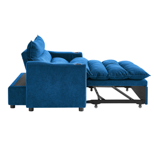 Ensemble canapé-lit convertible 3-en-1 multifonctionnel en velours, avec chaise longue et lit escamotable, causeuse de 47 pouces pour villa - Product Image 6