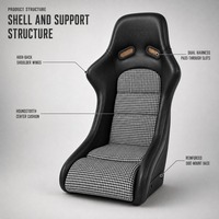 Siège de simulateur de course JBR1022BB W de luxe en fibre de carbone et PVC, sièges de voiture modifiés