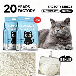 Litière pour chat biodégradable et écologique de la marque Premium BENJIE avec amidon de manioc et tapioca 10L Litière pour chat au manioc - Product Image 1