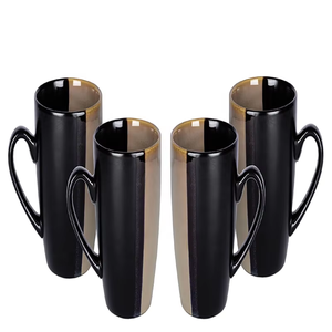 Los Más Vendidos de Septiembre: Juego de Cubiertos y Tazones de Sopa de Cerámica con Borde Negro y Dorado, Estilo Nórdico Creativo para Reuniones Familiares - Product Image 4