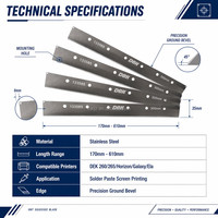 Pisau Squeegee Baja Tahan Karat 200-600mm untuk Printer Pasta Solder DEK SMT, Pengikis Pencetakan Logam, Suku Cadang Pengganti