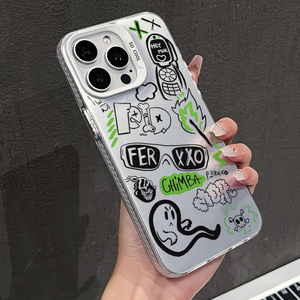 Coque de téléphone Graffiti Art pour iPhone 16 15 14 13 12 Pro Max, avec feuille d'argent et motif <span class=keywords><strong>vert</strong></span> fluorescent, antichoc - Product Image 4