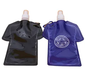 定制印花t恤形状水瓶饮料果汁喷口容器塑料可重复使用婴儿食品包装挤压袋袋