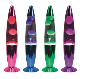 New design rocket glass bottle colorful round aluminum base table light modern lava table lamps glitter