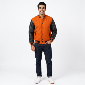 Veste universitaire à lettres brodées personnalisable pour homme Coupe-vent de taille normale avec col de baseball CollegeBaseballjacket pour hommes - Product Image 1