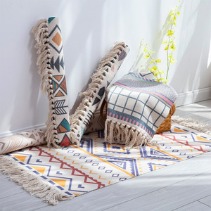 Tapisserie murale géométrique Style bohème, en coton, lin, avec pompon, décoratif pour la maison, 1 pièce - Product Image 6