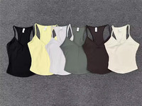 QS5276 Débardeur de sport pour femme sans manches, col en V, dos nageur, pour la course et l'entraînement