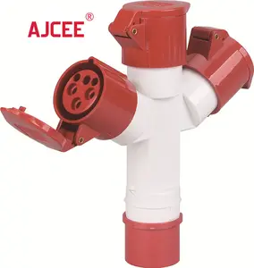 AJCEE Manufacturer More Than 18 Years Ip44 Industrial Plug Socket Multiple Output Waterproof 380v 4pin 16A CE Standard Grounding
