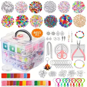 4655 pièces/ensemble bricolage lettre perle Kit de fabrication de bijoux-créer des bracelets et colliers faits maison avec accessoires de perles