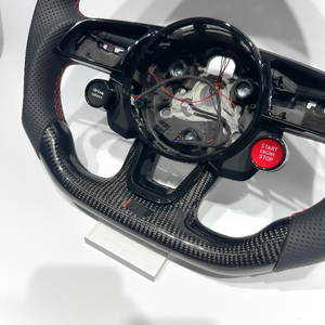 Volant personnalisé en fibre de carbone noire avec deux boutons pour <span class=keywords><strong>Audi</strong></span> Série Berline A3 A4 A5 S3 S4 S5 <span class=keywords><strong>RS3</strong></span> RS4 RS5, design sport en forme de D - Product Image 3
