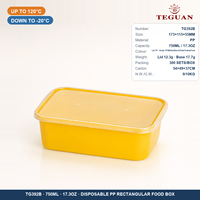 Contenitore per Alimenti Usa e Getta in PP Rettangolare da 750ML con Coperchio, Contenitori Ecologici in Plastica PP per Cibo da Asporto