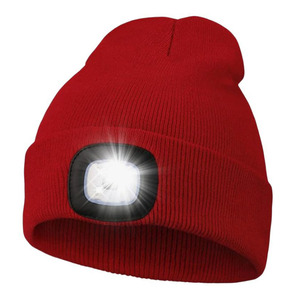 หมวกไหมพรมมีไฟ LED ในตัวสำหรับฤดูหนาว เหมาะสำหรับวิ่งกลางคืน ปั่นจักรยาน เล่นสกี คนงานก่อสร้าง ตั้งแคมป์ เพื่อความปลอดภัย - Product Image 1