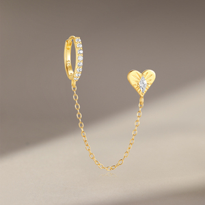 Boucles d'oreilles créoles uniques en argent S925 avec motif cœur et œil, bijoux de mode pour femme - Product Image 4