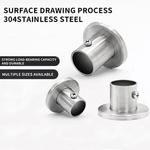 Jinrongda Chrome Garde-robe Rail Suspendu Vêtements Tube <span class=keywords><strong>Support</strong></span> Placard Rond Tube Tige Bride - Product Image 2