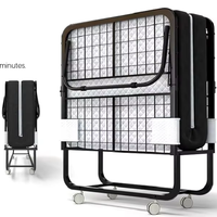 Lit d'appoint moderne en fer noir avec matelas épais de 13 cm, extra-éponge, pliable, revêtement poudré, mobilier de maison