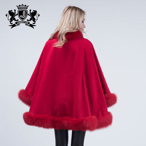 Cape en cachemire colorée avec <span class=keywords><strong>fourrure</strong></span> <span class=keywords><strong>de</strong></span> renard, châle en cachemire avec <span class=keywords><strong>fourrure</strong></span> - Product Image 2