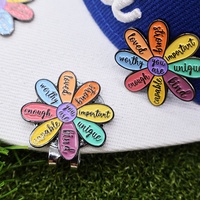 Grosir Instock warna-warni bunga logam tema Golf penanda posisi bola 30mm penanda bola hadiah Aksesori unik Golf