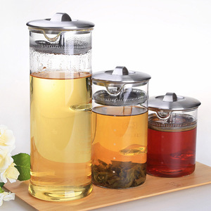 1L rõ ràng phong cách truyền thống thủy tinh chịu nhiệt đá trà bình với thép không gỉ Lọc nắp vòi thả đặt bình nước - Product Image 2