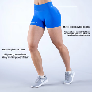 Pantalones cortos deportivos de yoga para mujer, transfronterizos, de cintura alta, control de abdomen, realce de glúteos, ajuste regular, de nailon y elastano - Product Image 4