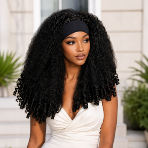 Perruque synthétique bouclée crépue noire pure pour femme, en fibre haute température, densité 250 %, avec bandeau réglable et filet en maille rose, résistante à la chaleur - Product Image 5