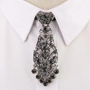 Nœud papillon pour homme en polyester uni avec strass en cristal, réglable, luxueux et brillant pour mariage et fête - Product Image 4