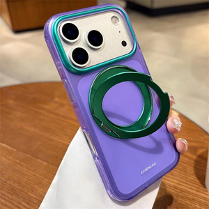 เคสโทรศัพท์แบบหมุนได้ 360 องศา พร้อมวงแหวนแม่เหล็ก สำหรับ iPhone 16 Pro 17 Pro Max  แบบด้าน โปร่งใส ป้องกันการกระแทก - Product Image 4