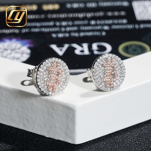 Boucles d'oreilles clous lettre B bicolores serties de diamants Moissanite VVS en argent sterling S925, style Hip Hop pour hommes, avec certificat GRA - Product Image 2