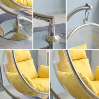 Chaise œuf moderne en métal transparente dorée avec support, idéale pour salon et chambre à coucher – Meilleure vente