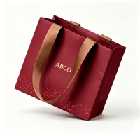 Sac en papier kraft recyclable de luxe avec logo personnalisé, imprimé sur mesure, type Euro Tote avec poignées en ruban, pour la vente au détail de vêtements et de chaussures