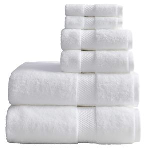 Serviettes de toilette blanches économiques pour hôtel, très absorbantes, en mélange de coton pour une douceur supérieure, qualité commerciale, entretien facile, 5 pièces/paquet - Product Image 1