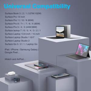 Adaptateur secteur portable 44W 20V 3.25A 5V/1A QC2.0 Charge rapide OTP/OVP Câble rétractable Conception pliable pour <span class=keywords><strong>Microsoft</strong></span> - Product Image 6