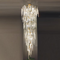 Lustre décoratif VH personnalisable en cristal tout en cuivre Design créatif pour l'éclairage du hall de la villa et de l'hôtel Forme longue